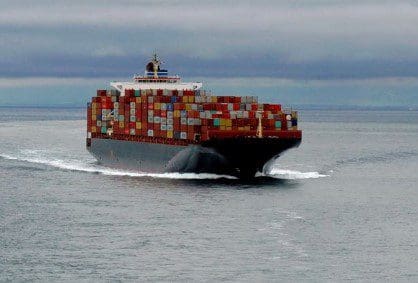 shipping container ship in the ocean