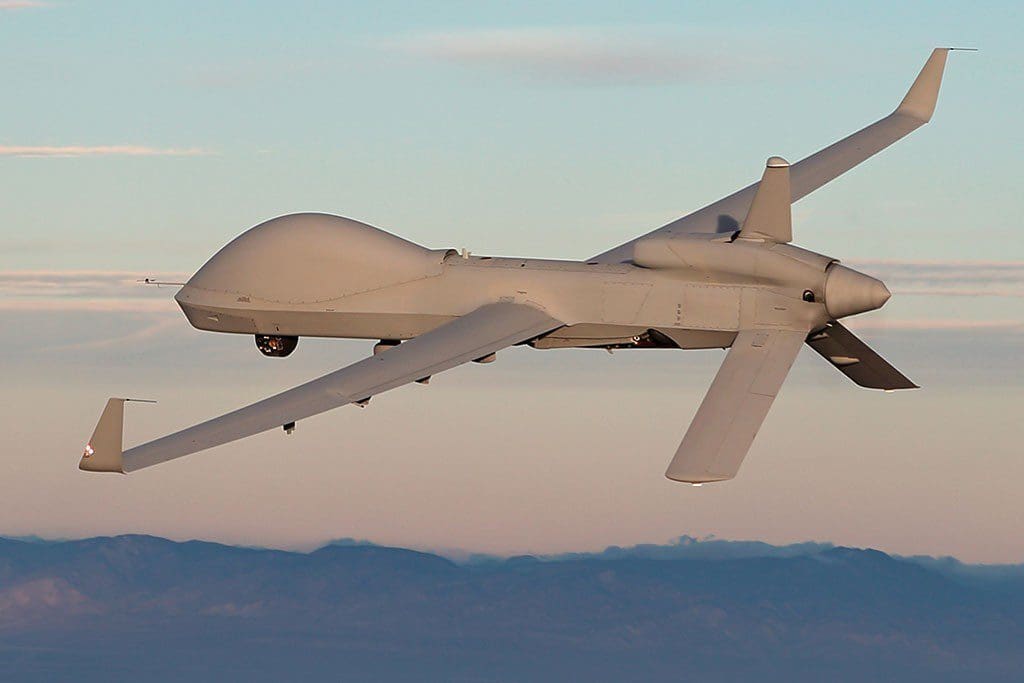 Close up of UAV flying in the air